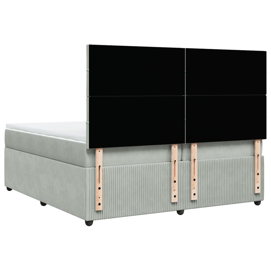 Boxspring met matras fluweel lichtgrijs 200x200 cm