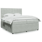Boxspring met matras 200x200 cm lichtgrijs fluweel
