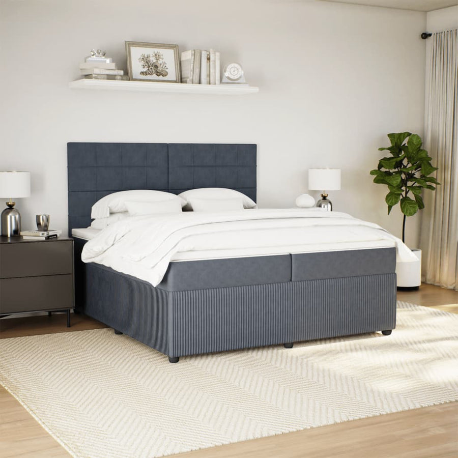 Boxspring met matras fluweel donkergrijs 200x200 cm