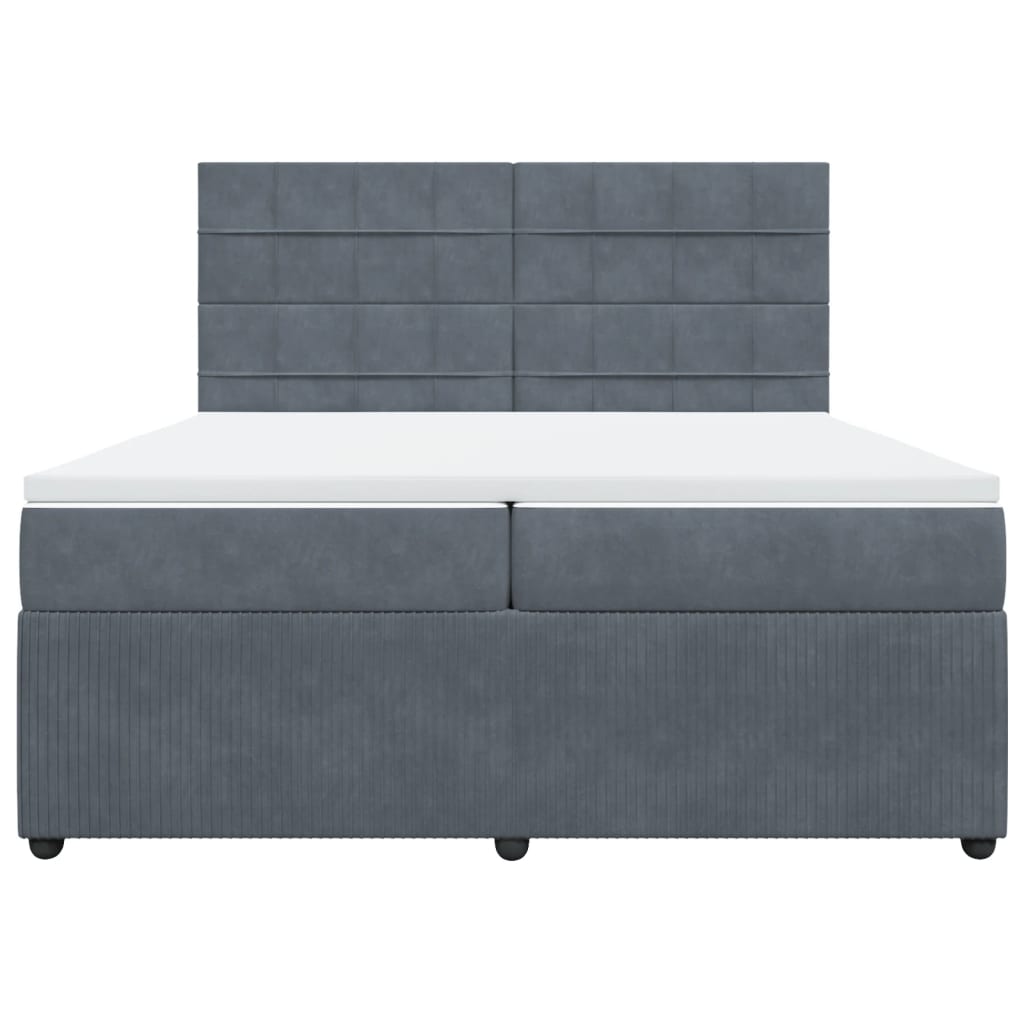 Boxspring met matras fluweel donkergrijs 200x200 cm