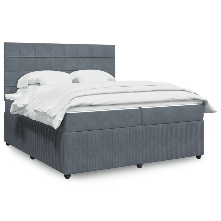Boxspring met matras fluweel donkergrijs 200x200 cm
