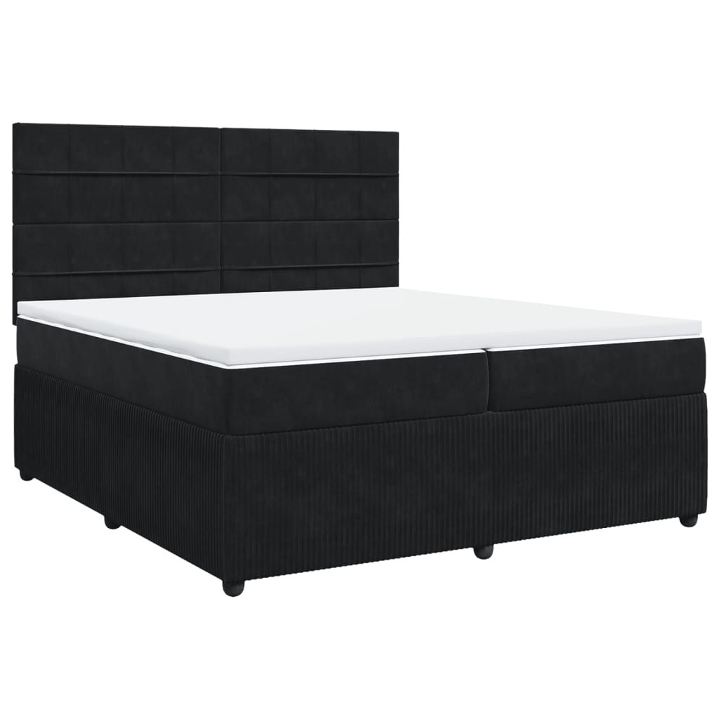 Boxspring met matras fluweel zwart 200x200 cm