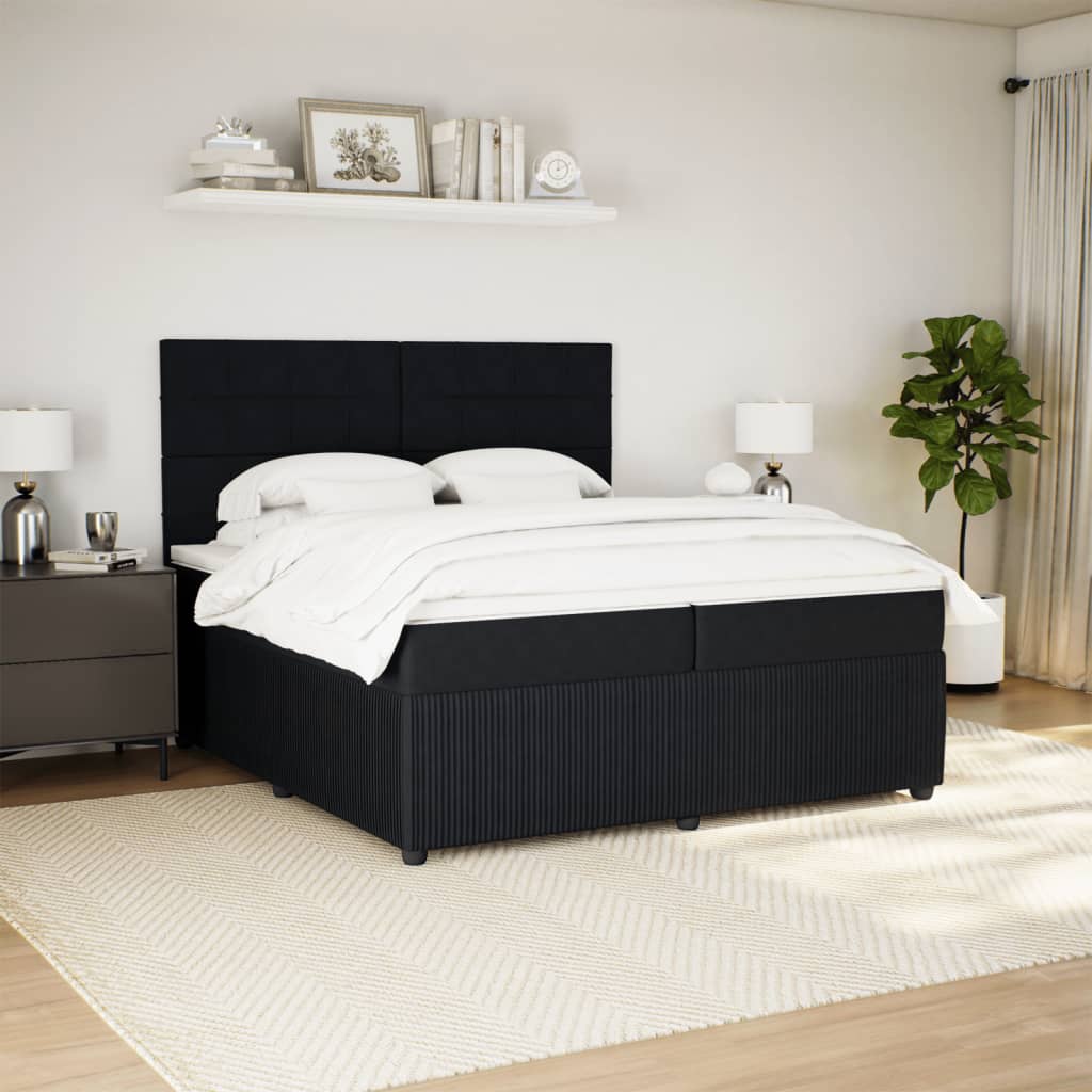 Boxspring met matras fluweel zwart 200x200 cm