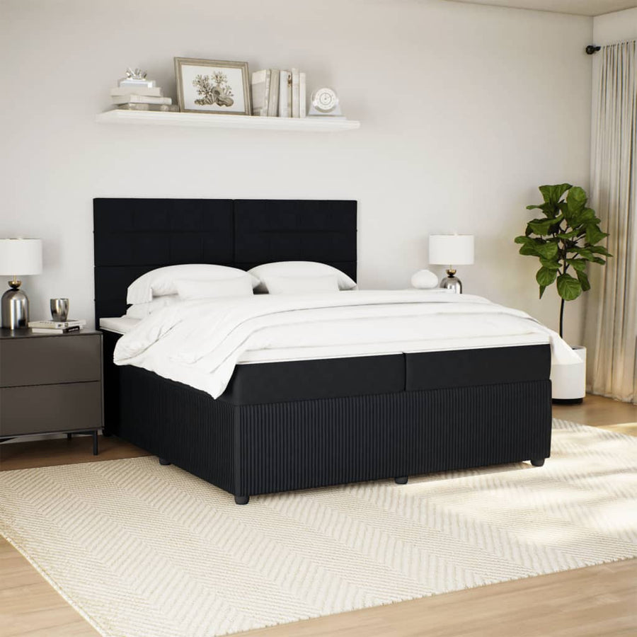 Boxspring met matras fluweel zwart 200x200 cm