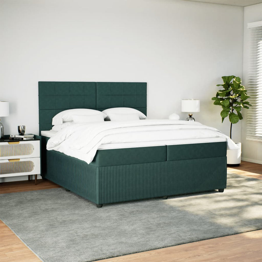 Boxspring met matras fluweel donkergroen 200x200 cm