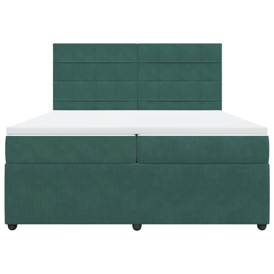 Boxspring met matras fluweel donkergroen 200x200 cm