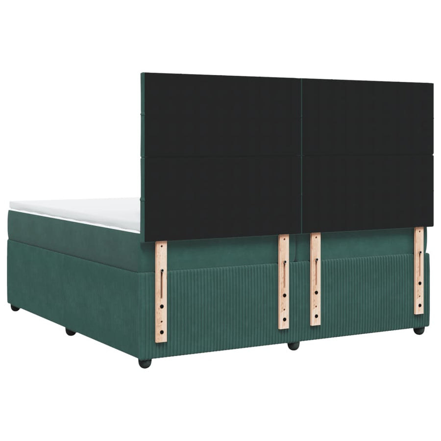 Boxspring met matras fluweel donkergroen 200x200 cm