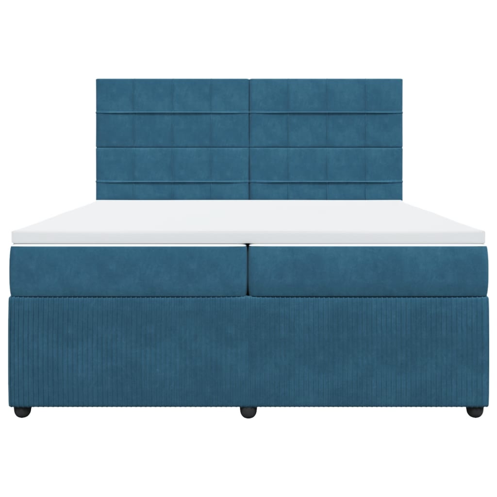Boxspring met matras fluweel donkerblauw 200x200 cm