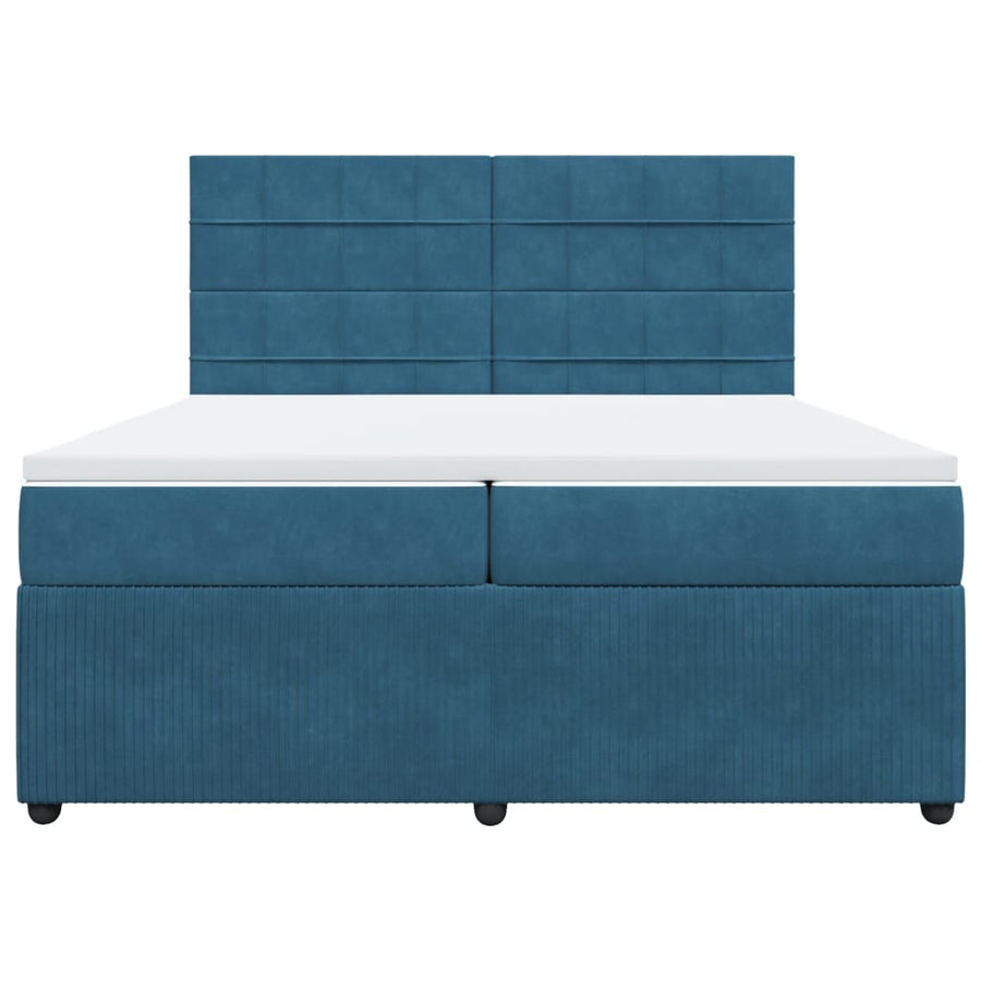 Boxspring met matras fluweel donkerblauw 200x200 cm