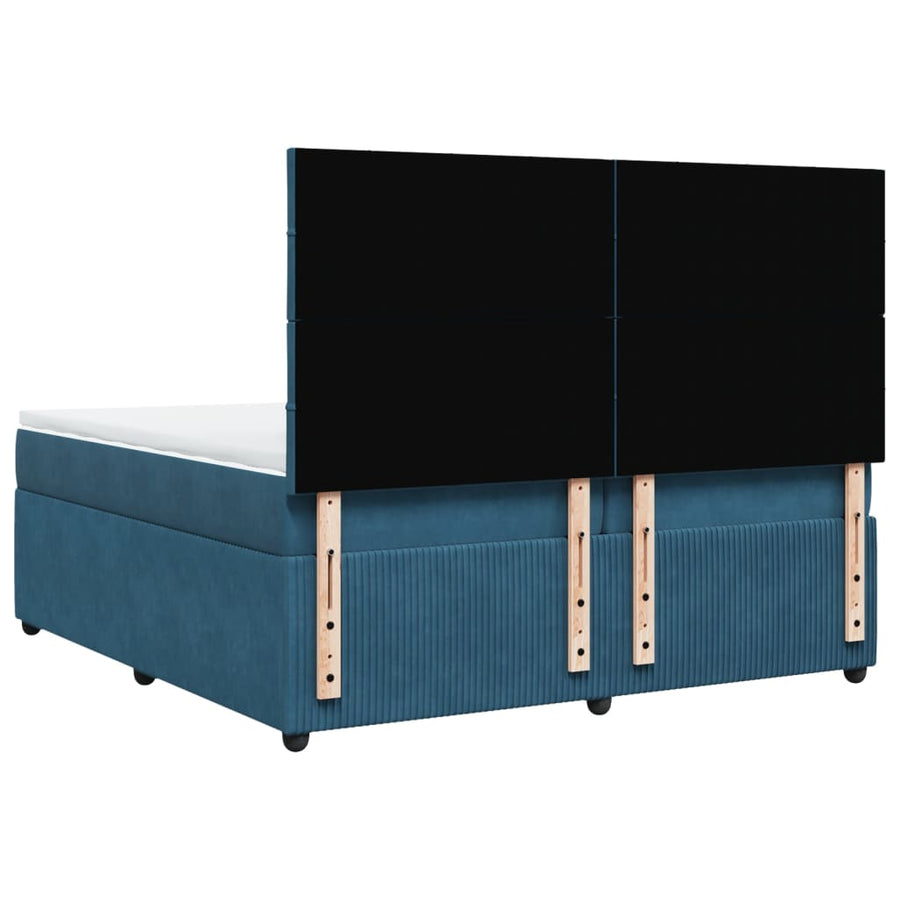 Boxspring met matras fluweel donkerblauw 200x200 cm