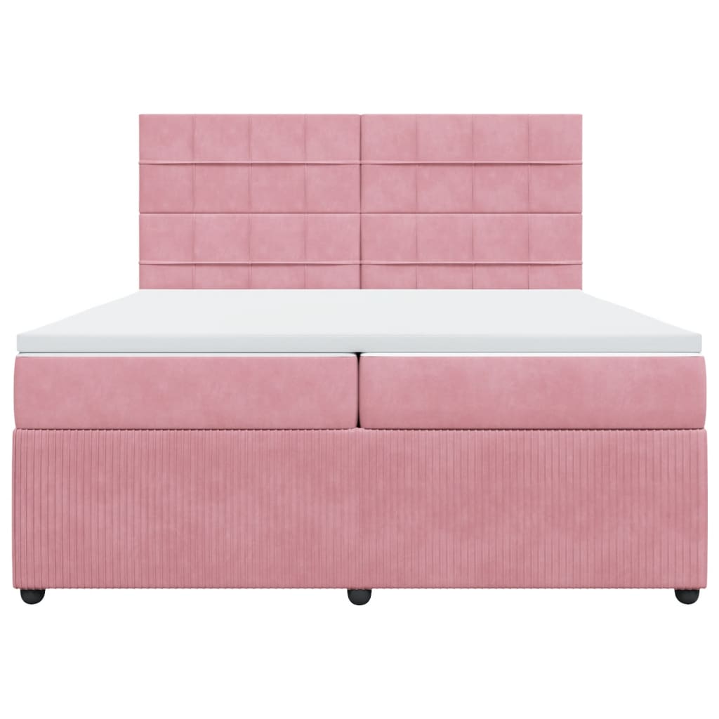 Boxspring met matras fluweel roze 200x200 cm