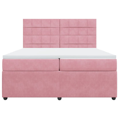 Boxspring met matras fluweel roze 200x200 cm