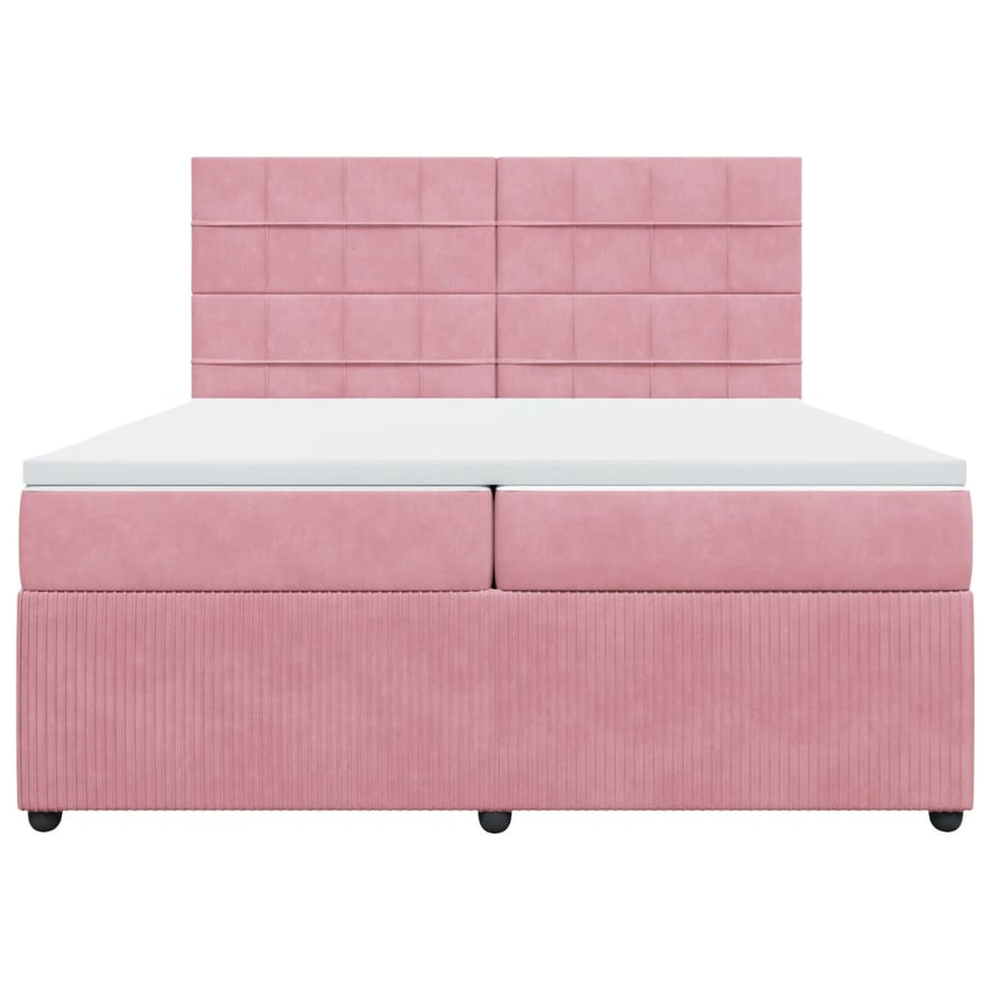 Boxspring met matras fluweel roze 200x200 cm