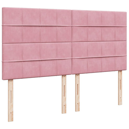 Boxspring met matras fluweel roze 200x200 cm