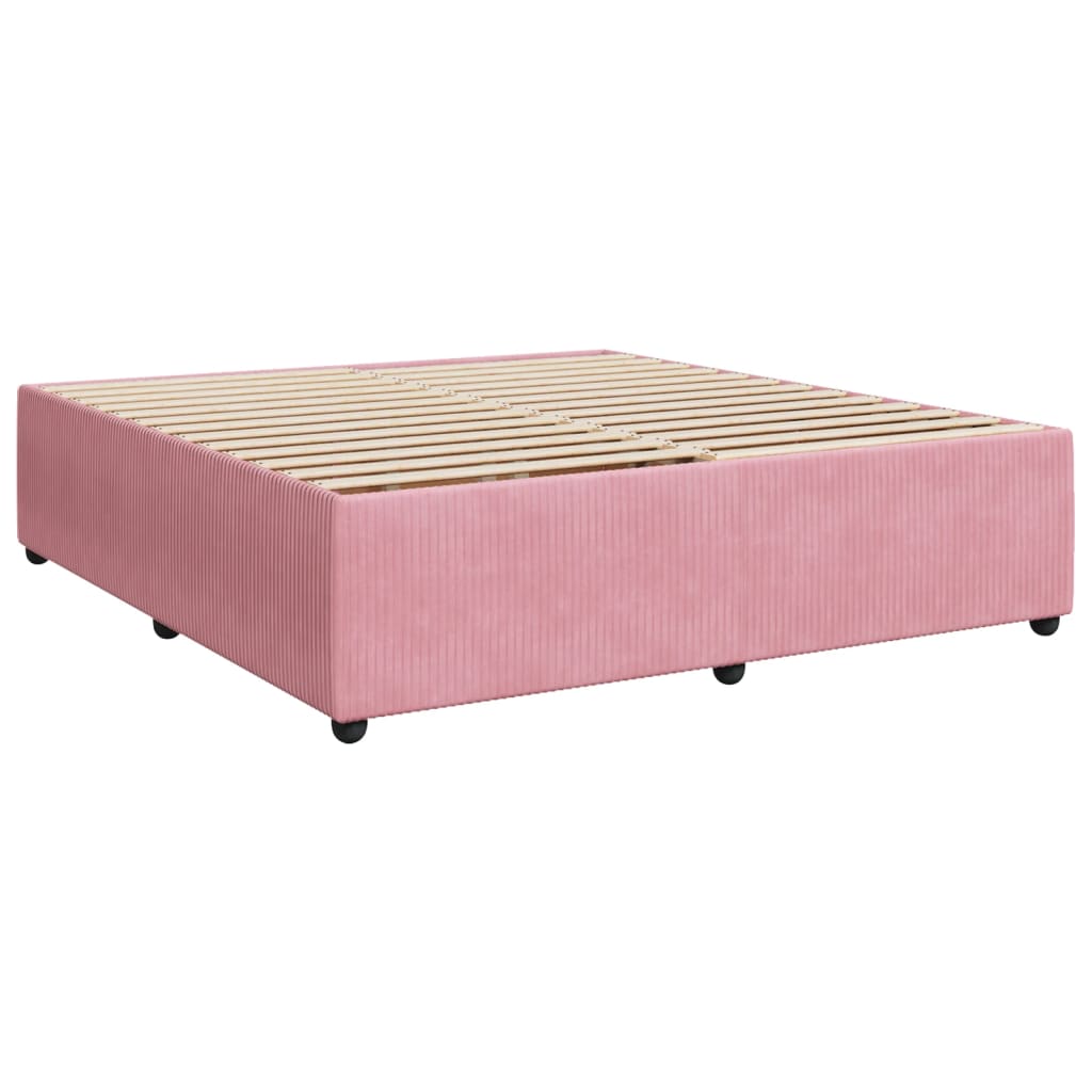 Boxspring met matras fluweel roze 200x200 cm