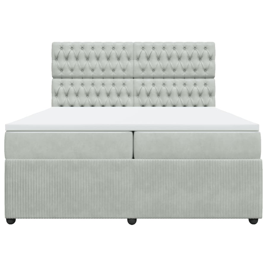 Boxspring met matras fluweel lichtgrijs 200x200 cm