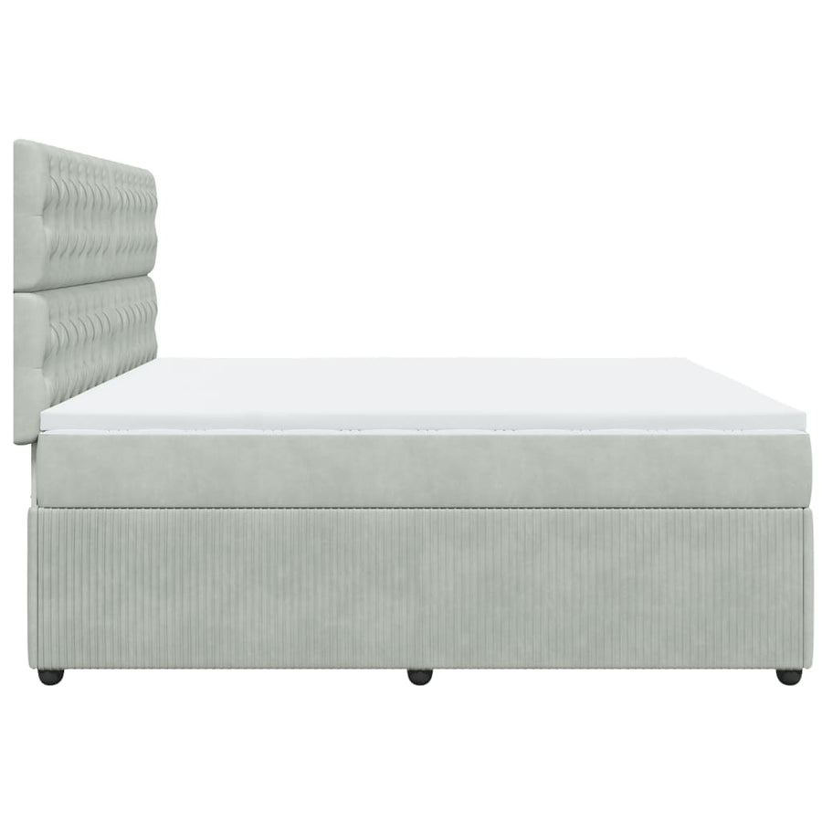 Boxspring met matras fluweel lichtgrijs 200x200 cm