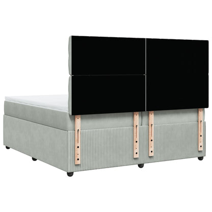 Boxspring met matras fluweel lichtgrijs 200x200 cm