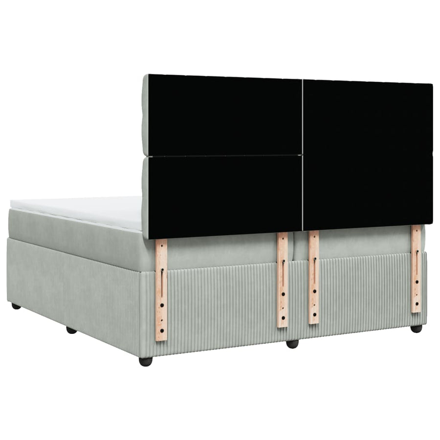 Boxspring met matras fluweel lichtgrijs 200x200 cm