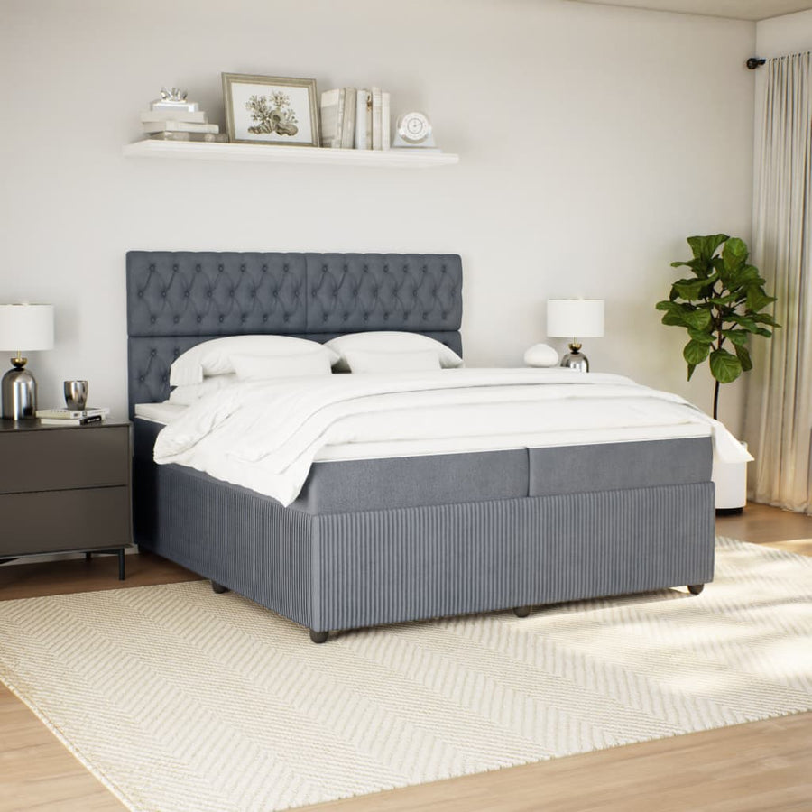 Boxspring met matras fluweel donkergrijs 200x200 cm