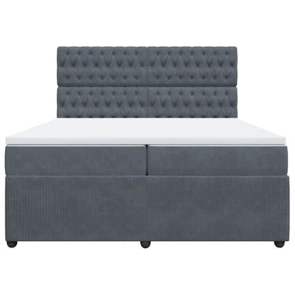 Boxspring met matras fluweel donkergrijs 200x200 cm