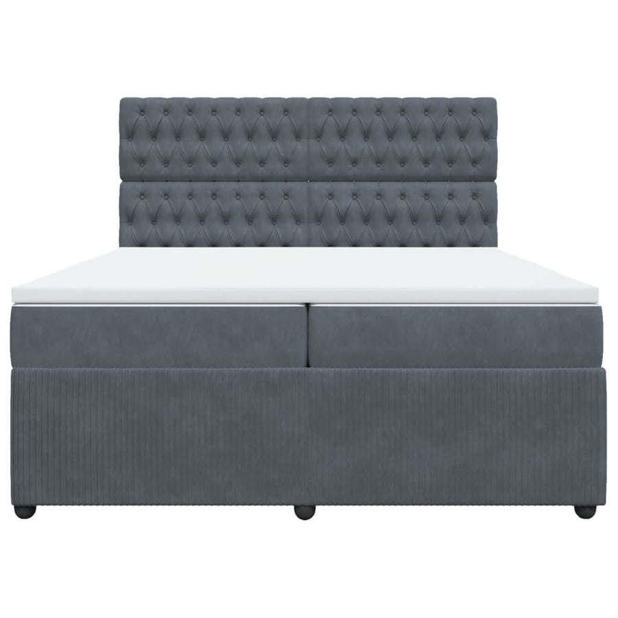 Boxspring met matras fluweel donkergrijs 200x200 cm
