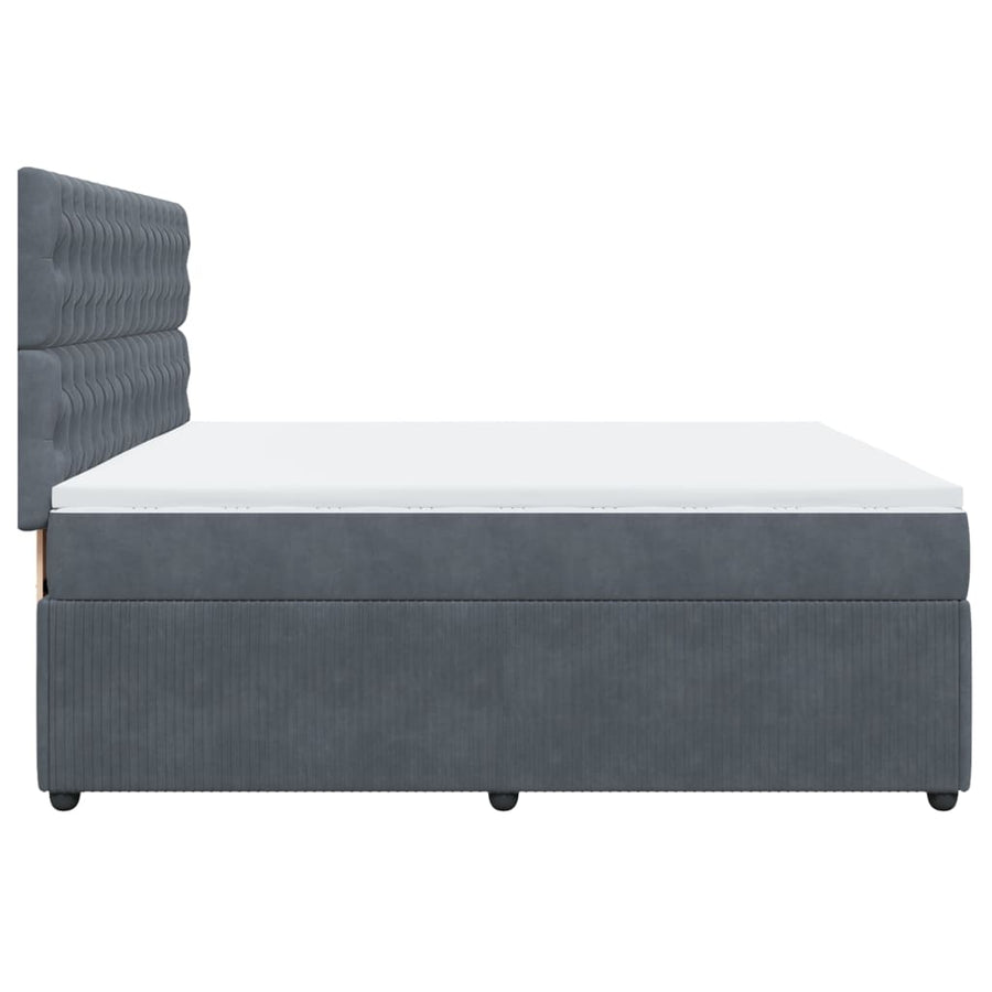 Boxspring met matras fluweel donkergrijs 200x200 cm
