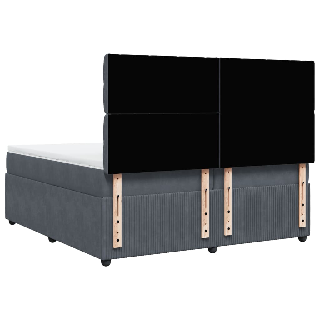 Boxspring met matras fluweel donkergrijs 200x200 cm