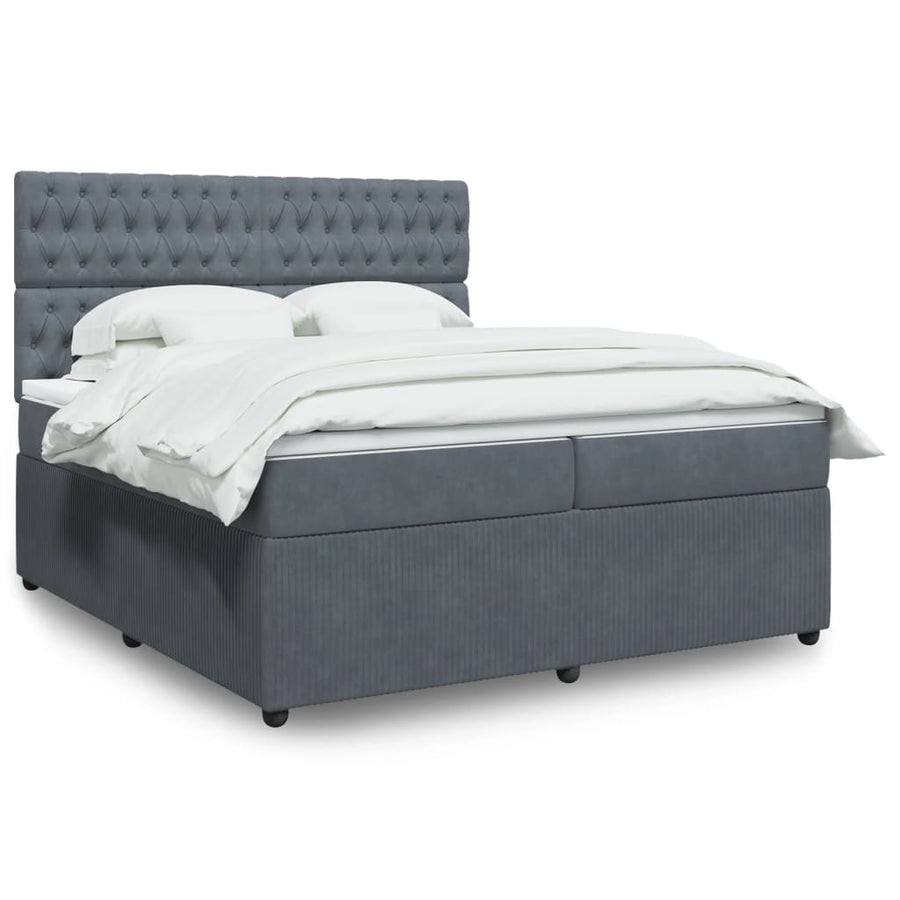Boxspring met matras fluweel donkergrijs 200x200 cm