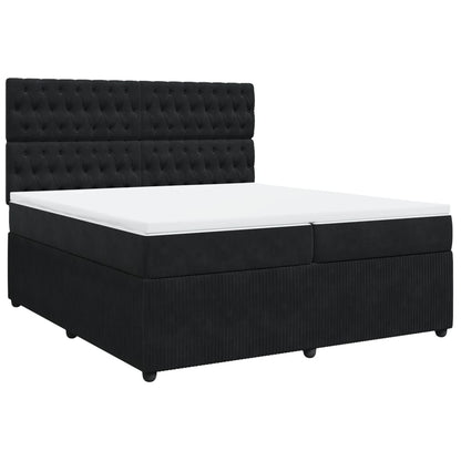 Boxspring met matras fluweel zwart 200x200 cm