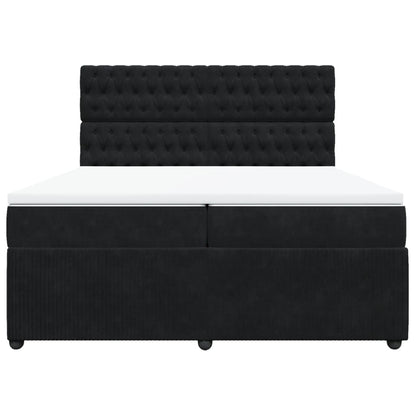 Boxspring met matras fluweel zwart 200x200 cm