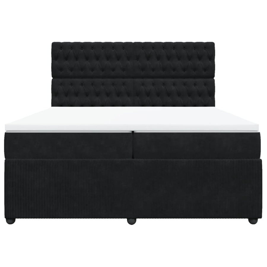 Boxspring met matras fluweel zwart 200x200 cm