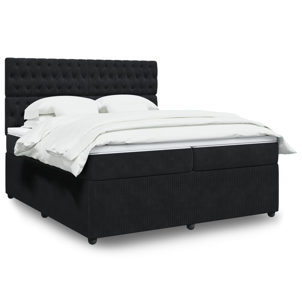 Boxspring met matras fluweel zwart 200x200 cm