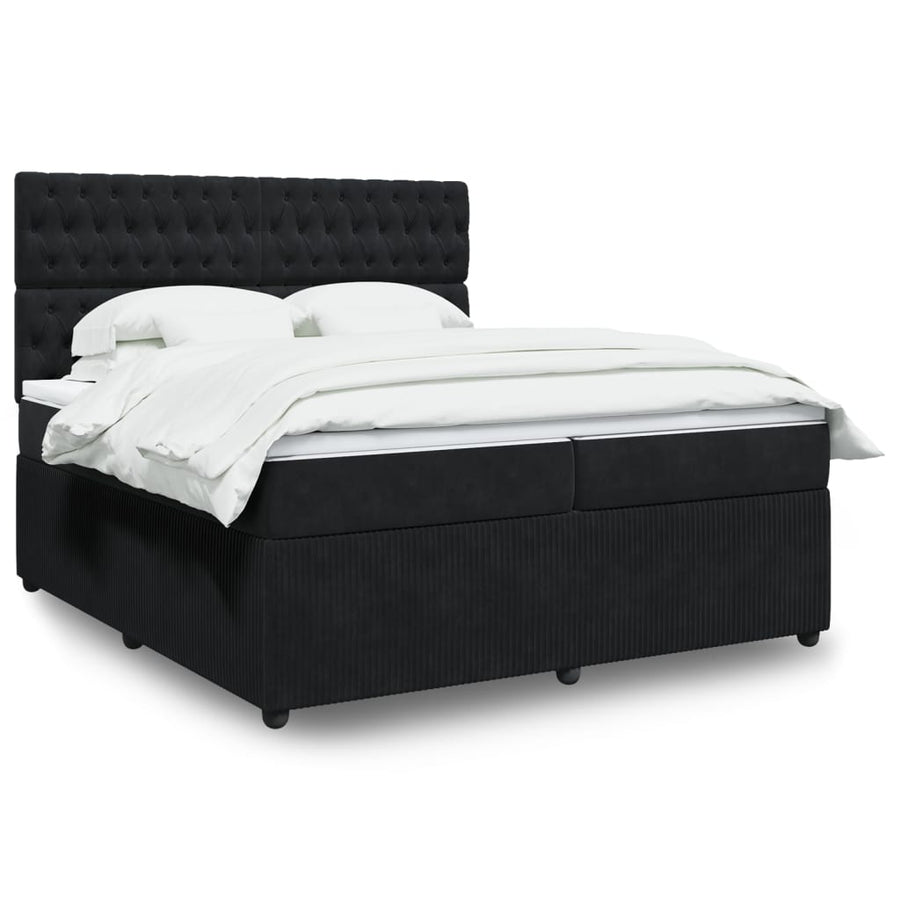 Boxspring met matras fluweel zwart 200x200 cm