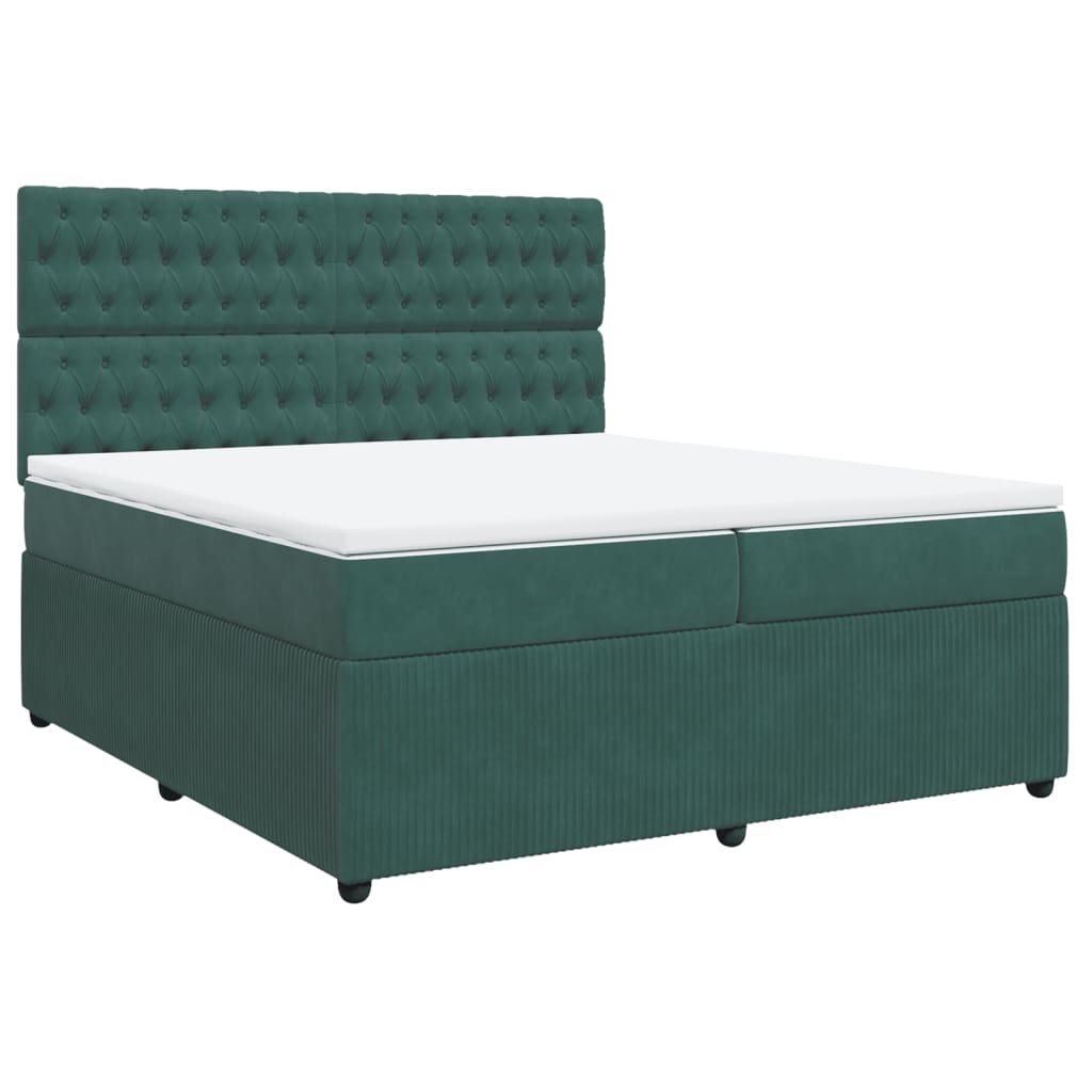 Boxspring met matras fluweel donkergroen 200x200 cm