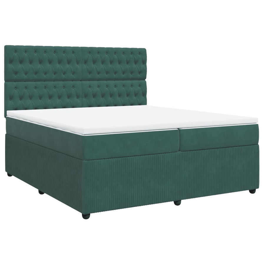 Boxspring met matras fluweel donkergroen 200x200 cm
