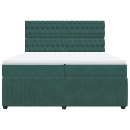 Boxspring met matras fluweel donkergroen 200x200 cm