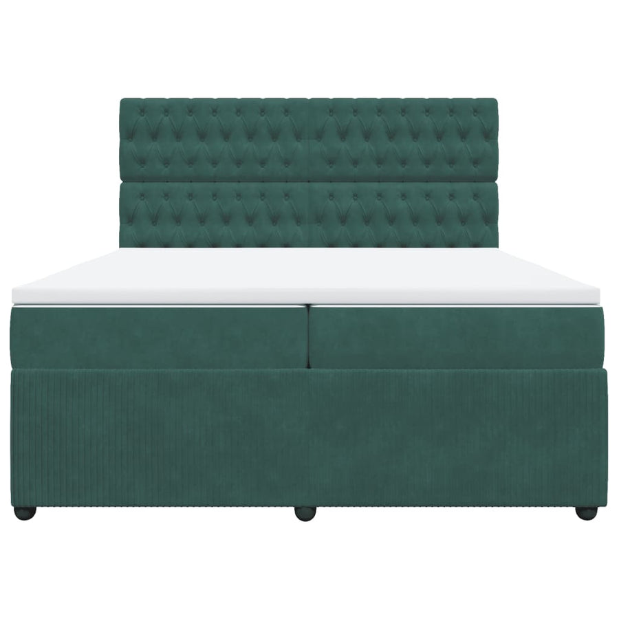 Boxspring met matras fluweel donkergroen 200x200 cm