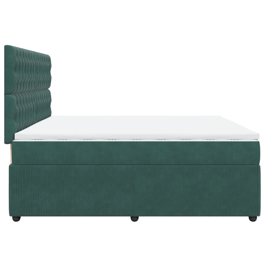 Boxspring met matras fluweel donkergroen 200x200 cm