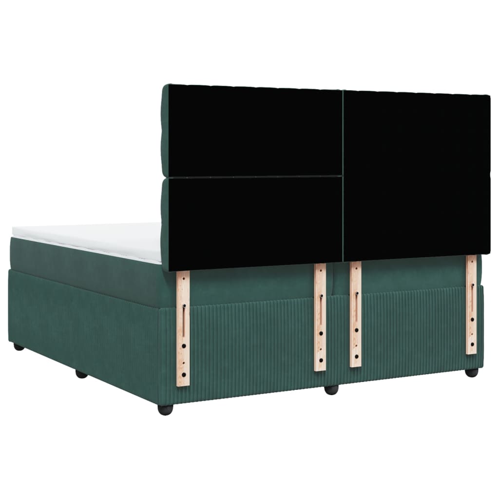 Boxspring met matras fluweel donkergroen 200x200 cm