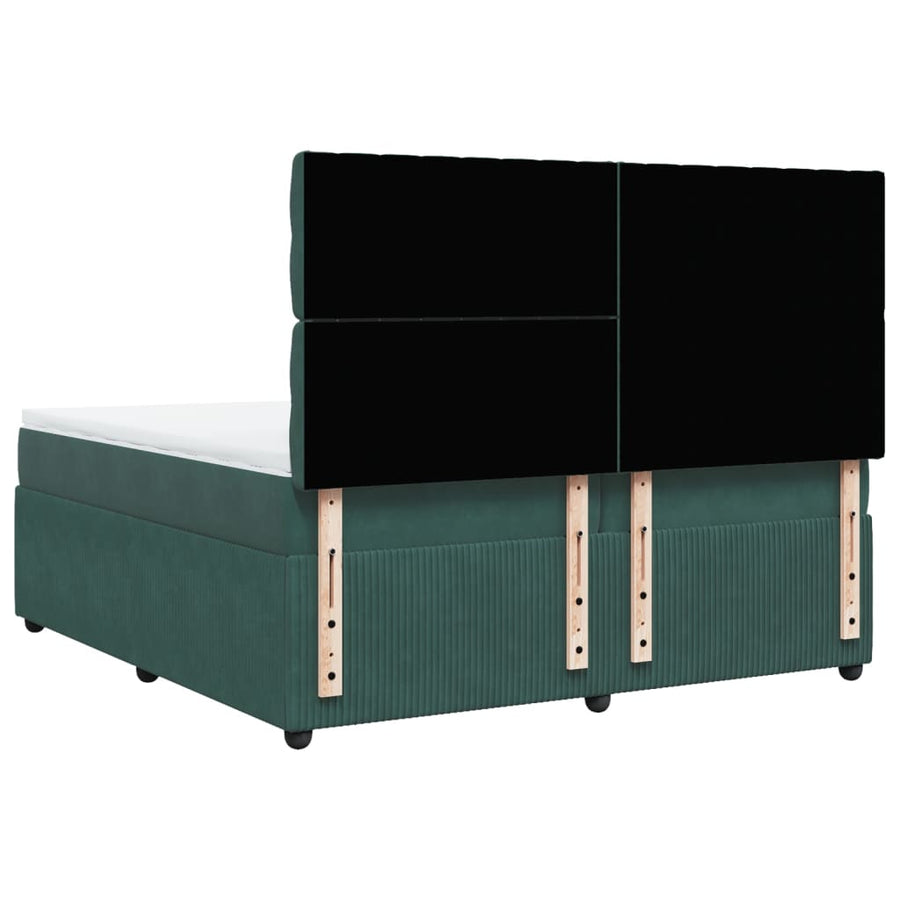 Boxspring met matras fluweel donkergroen 200x200 cm