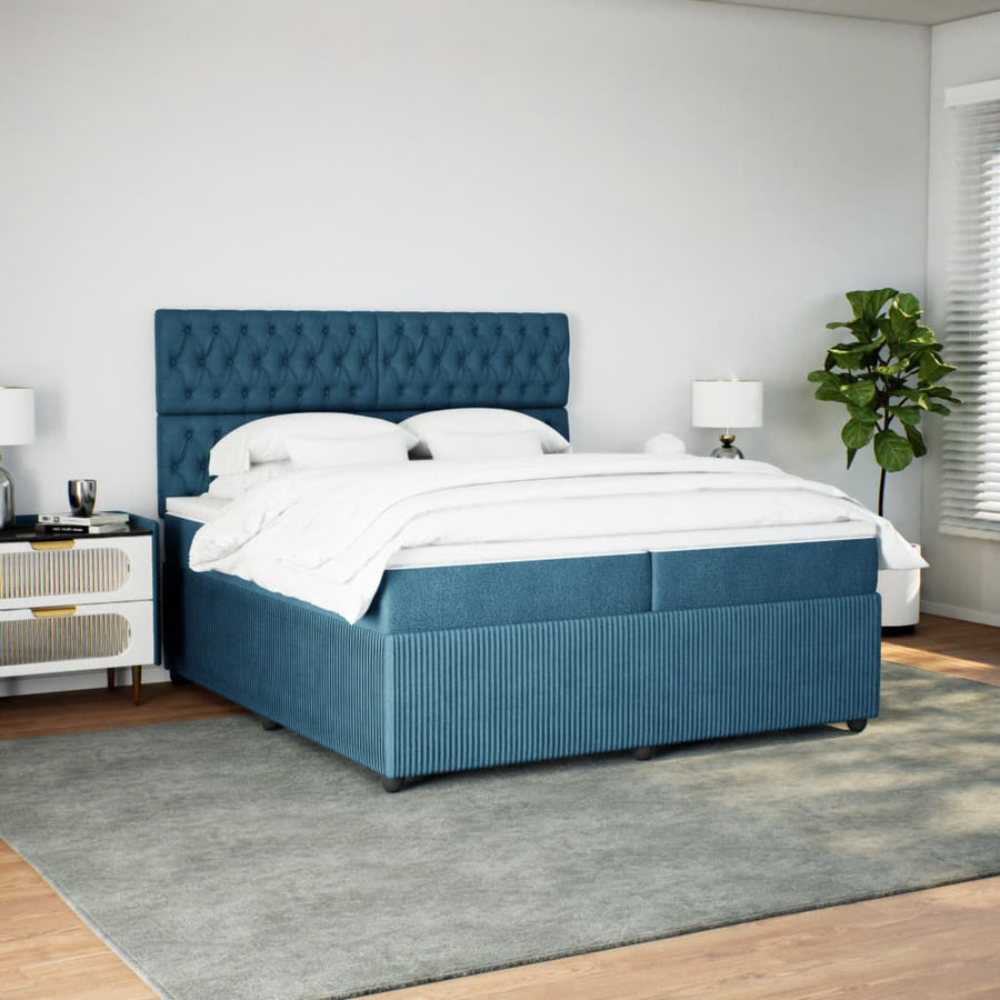 Boxspring met matras fluweel donkerblauw 200x200 cm