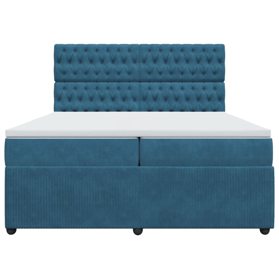 Boxspring met matras fluweel donkerblauw 200x200 cm