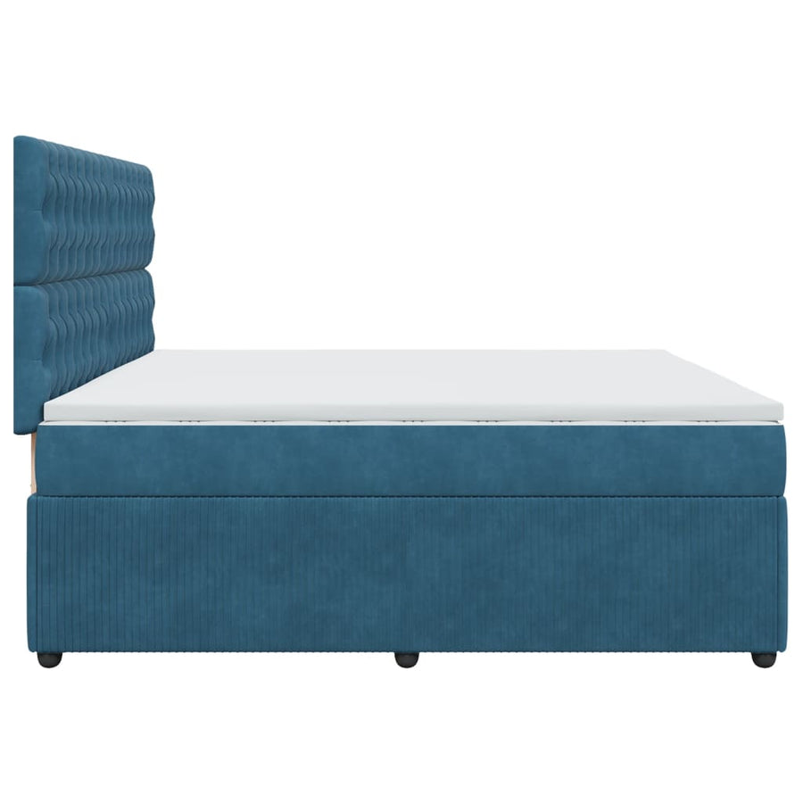 Boxspring met matras fluweel donkerblauw 200x200 cm