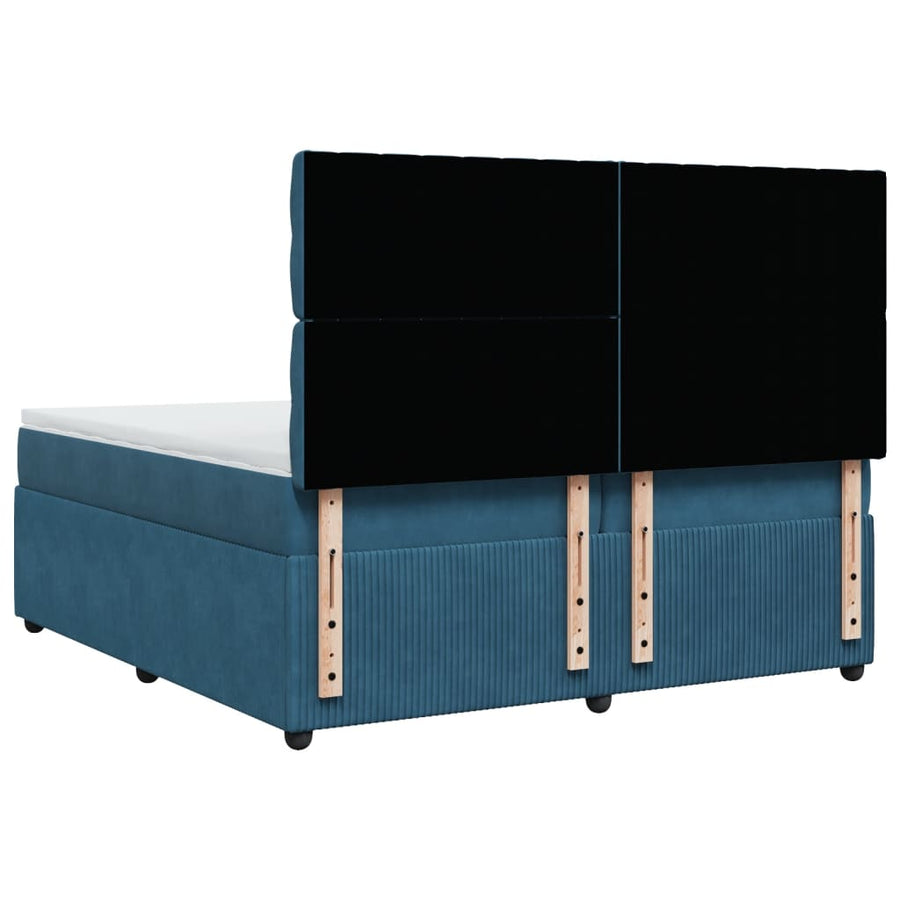 Boxspring met matras fluweel donkerblauw 200x200 cm
