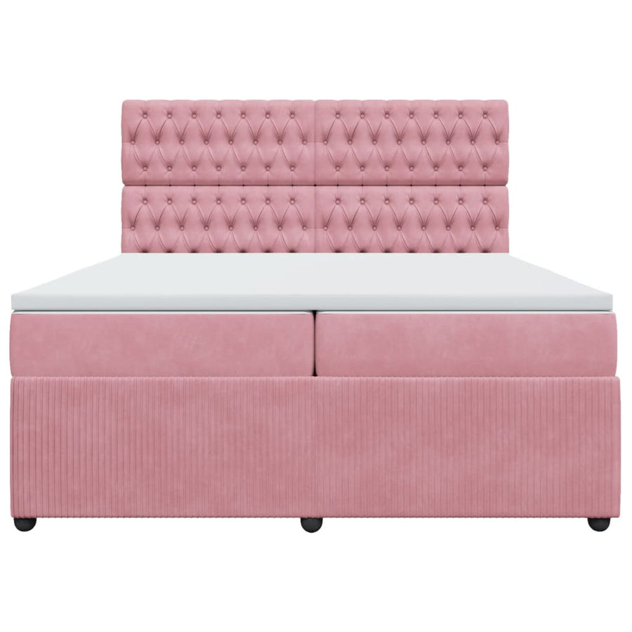 Boxspring met matras fluweel roze 200x200 cm