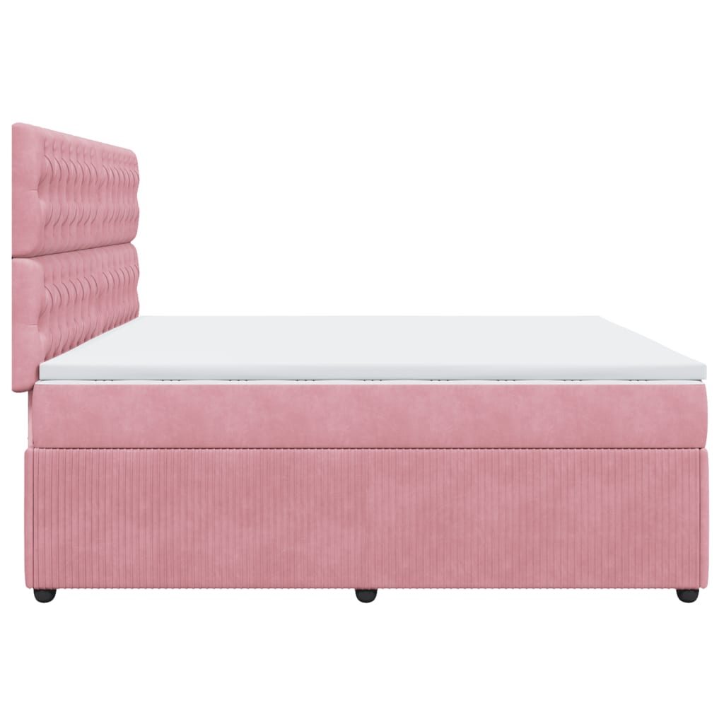 Boxspring met matras fluweel roze 200x200 cm