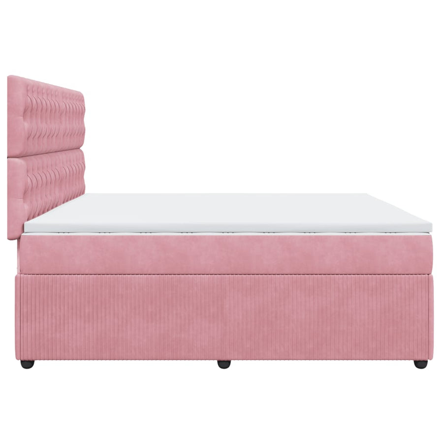Boxspring met matras fluweel roze 200x200 cm