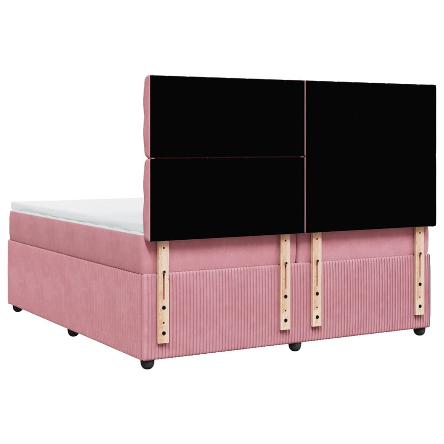 Boxspring met matras fluweel roze 200x200 cm