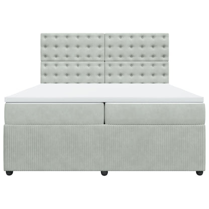Boxspring met matras fluweel lichtgrijs 200x200 cm
